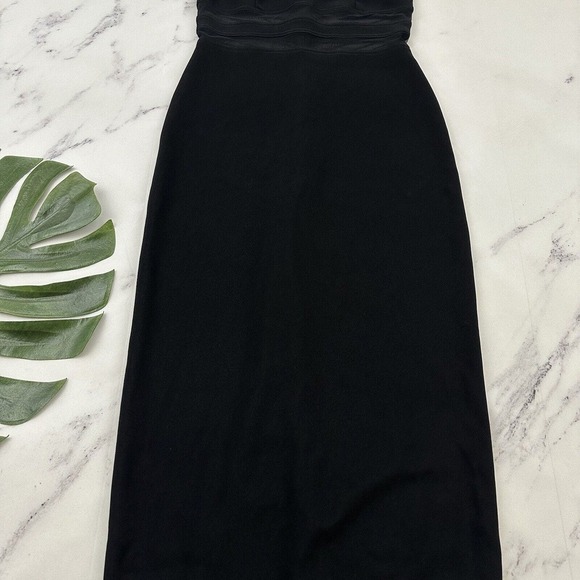 Rampage Womens Vintage 90s Maxi Dress Gown Size S Black Mesh Trim Sheath - Picture 3 of 11